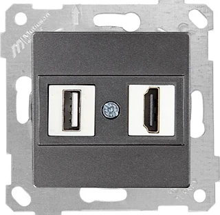 Mutlusan 2200 459 0195 Rita Mek+Tuş Data Prizi 1*USB/1*HDMI Füme