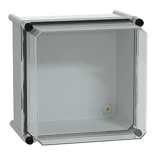 Schneider Electric NSYPLS2727AG PLS kutu, polyester arka, şeffaf PC kapak IP66 27x27x23cm