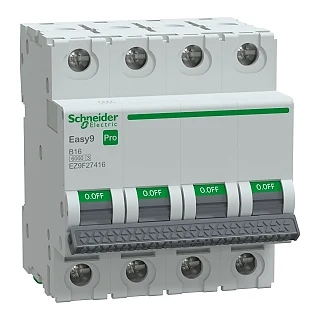 Schneider Electric EZ9F27416 Otomatik Sigorta, Easy9 Pro, 6kA, B-Eğrisi, 4-Kutup, 16A