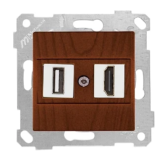 Mutlusan 2200 459 0157 Rita Mek+Tuş Data Prizi 1*USB/1*HDMI Ceviz