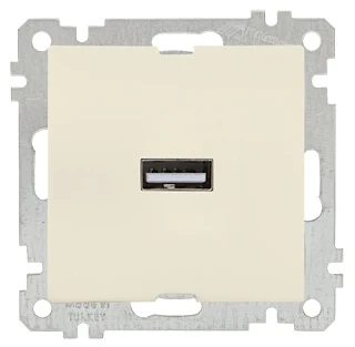 Mutlusan 2100 448 0102 Mek+Tuş Tekli USB Şarj Prizi Krem