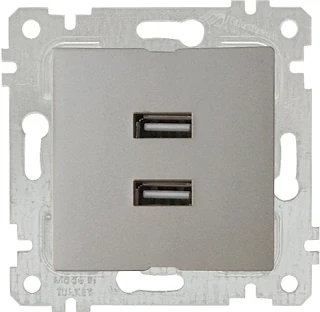 Mutlusan 2200 449 0183 Rita Mek+Tuş İkili USB Şarj Prizi Titanyum