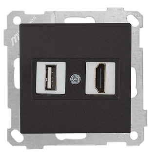 Mutlusan 2100 459 0184 Mek+Tuş Data Prizi 1*USB/1*HDMI Siyah