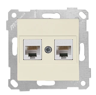 Mutlusan 2200 138 0102 Rita Mek+Tuş Data Prizi 2*RJ45 CAT5E Krem