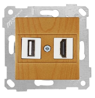 Mutlusan 2200 459 0158 Rita Mek+Tuş Data Prizi 1*USB/1*HDMI Meşe