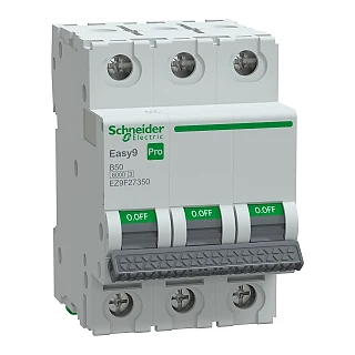 Schneider Electric EZ9F27350 Otomatik Sigorta, Easy9 Pro, 6kA, B-Eğrisi, 3-Kutup, 50A