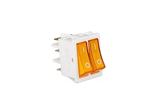 EMAS A12W1S11 30*22mm Beyaz Gövde 1NO+1NO Işıklı Terminalli (0-I) Baskılı Sarı A12 Serisi Anahtar