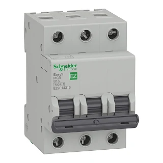 Schneider Electric EZ9F14316 Otomatik Sigorta, Easy9, 4,5kA, B-Eğrisi, 3-Kutup, 16A