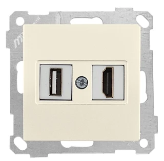 Mutlusan 2100 459 0102 Mek+Tuş Data Prizi 1*USB/1*HDMI Krem