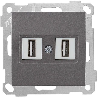 Mutlusan 2100 456 0195 Mek+Tuş Data Prizi 2*USB Füme