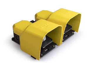 EMAS PDKA22BG20 PDK Serisi Metal Korumalı (1NO+1NC)+2*(1NO+1NC) Taşıma Kol Delikli İki Kademeli Çiftli Sarı Plastik Pedal