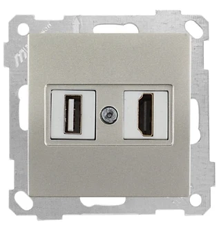 Mutlusan 2100 459 0183 Mek+Tuş Data Prizi 1*USB/1*HDMI Titanyum
