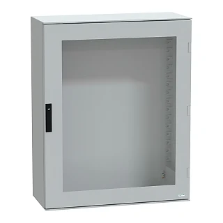 Schneider Electric NSYPLM108TG Duvara monte polyester muhafaza, PanelSeT PLM, camlı kapı, 1056x852x350mm, IP66, IK08, RAL 7035