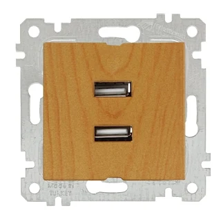 Mutlusan 2200 449 0158 Rita Mek+Tuş İkili USB Şarj Prizi Meşe