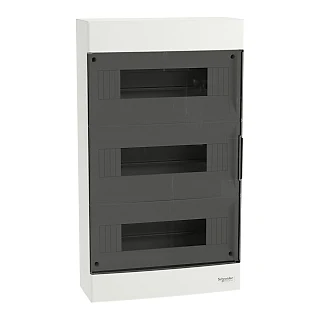 Schneider Electric EZ9EUG312 Modüler Sigorta Kutusu, Easy9 EU, Sıva-üstü, 3 Sıra x 12 Modül, Siyah Şeffaf Kapak