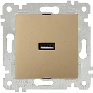 Mutlusan 2200 448 0180 Rita Mek+Tuş Tekli USB Şarj Prizi Antik Altın