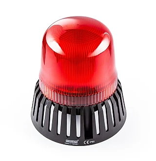 EMAS IT120R024Z IT Serisi Kırmızı 24V AC/DC Buzzerlı LED Tepe Lambası 120mm