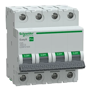 Schneider Electric EZ9F57425 Otomatik Sigorta, Easy9 Pro, 6kA, C-Eğrisi, 4-Kutup, 25A