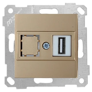 Mutlusan 2200 455 0180 Rita Mek+Tuş Data Prizi 1*USB Antik Altın