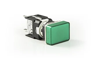 EMAS D090DXY D Serisi Plastik LED'li 12-30V AC/DC Dikdörtgen Yeşil 16 mm Sinyal