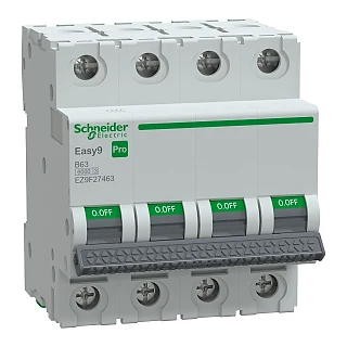 Schneider Electric EZ9F27463 Otomatik Sigorta, Easy9 Pro, 6kA, B-Eğrisi, 4-Kutup, 63A