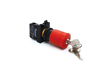 EMAS CP200EA30 CP Serisi Plastik 1NC Acil Stop 30 mm Çevirmeli Anahtarlı Kırmızı 22 mm Buton