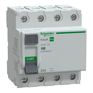 Schneider Electric EZ9R49425 Kaçak Akım Koruma Rölesi, Easy9 Pro, A Tipi, 30mA, 4-Kutup, 25A