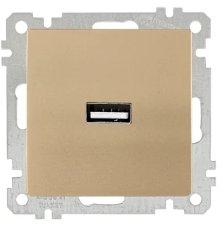 Mutlusan 2100 448 0180 Mek+Tuş Tekli USB Şarj Prizi Antik Altın