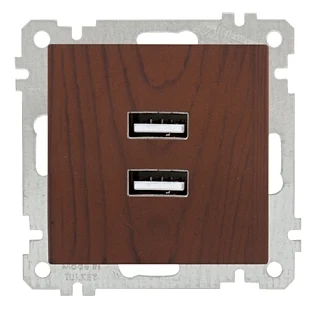Mutlusan 2100 449 0157 Mek+Tuş İkili USB Şarj Prizi Ceviz