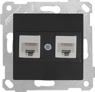 Mutlusan 2200 141 0184 Rita Mek+Tuş Data Prizi 2*RJ45 CAT6 Siyah