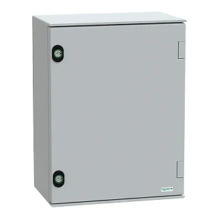 Schneider Electric NSYPLM43G Duvara monte polyester muhafaza, Thalassa PLM, düz kapı, 430x330x200mm, IP66, IK10, RAL 7035