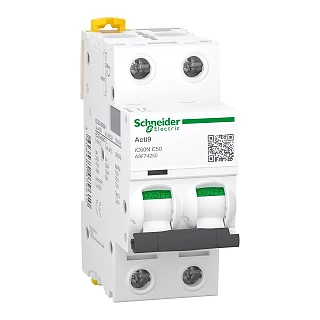 Schneider Electric A9F74250 Otomatik Sigorta, Acti9, 6kA, C-Eğrisi, 2-Kutup, 50A
