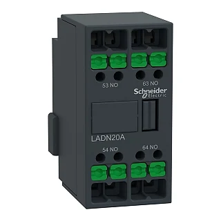 Schneider Electric LADN20A Yardımcı kontak bloğu, TeSys Deca, 2NO, önden montajlı, snap-in terminalli