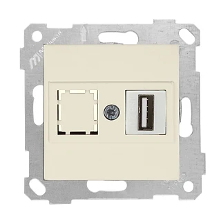 Mutlusan 2200 455 0102 Rita Mek+Tuş Data Prizi 1*USB Krem