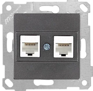 Mutlusan 2200 141 0195 Rita Mek+Tuş Data Prizi 2*RJ45 CAT6 Füme
