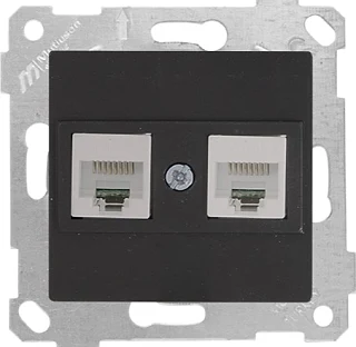 Mutlusan 2200 138 0184 Rita Mek+Tuş Data Prizi 2*RJ45 CAT5E Siyah