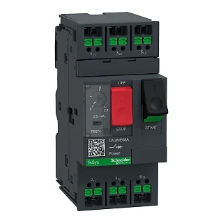Schneider Electric GV2ME08A Motor koruma şalteri, TeSys Deca, 3P, AC‑3/AC‑3e, 2.5–4 A, termik-manyetik, snap-in terminalli