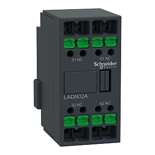 Schneider Electric LADN02A Yardımcı kontak bloğu, TeSys Deca, 2NC, önden montajlı, snap-in terminalli