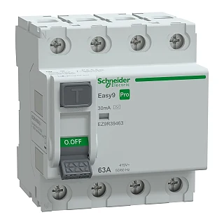 Schneider Electric EZ9R39463 Kaçak Akım Koruma Rölesi, Easy9 Pro, AC Tipi, 30mA, 4-Kutup, 63A