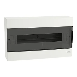 Schneider Electric EZ9EUG118 Modüler Sigorta Kutusu, Easy9 EU, Sıva-üstü, 1 Sıra x 18 Modül, Siyah Şeffaf Kapak