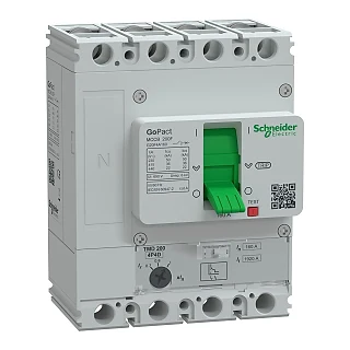 Schneider Electric G20F4A160 Kompakt şalter, GoPact MCCB 200, 4 kutuplu, 36 kA (415 V AC), 160 A, TMD koruma ünitesi, ayarlı