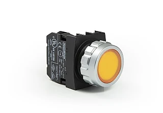 EMAS H100DS H Serisi Plastik 1NO Yaylı Düz Sarı 30 mm Buton