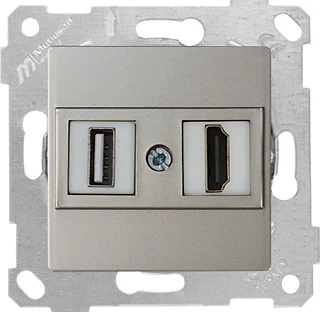 Mutlusan 2200 459 0183 Rita Mek+Tuş Data Prizi 1*USB/1*HDMI Titanyum