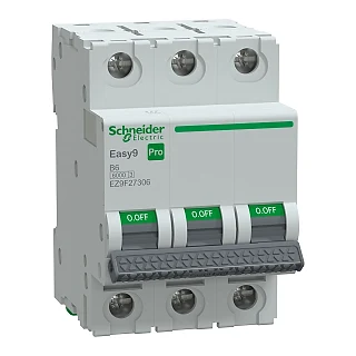 Schneider Electric EZ9F27306 Otomatik Sigorta, Easy9 Pro, 6kA, B-Eğrisi, 3-Kutup, 6A
