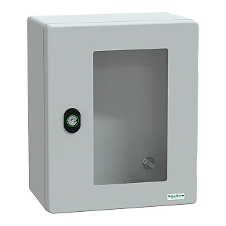 Schneider Electric NSYPLM3025TG Duvara monte polyester muhafaza, Thalassa PLM, camlı kapı, 308x255x160mm, IP66, IK08, RAL 7035