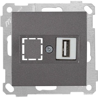 Mutlusan 2100 455 0195 Mek+Tuş Data Prizi 1*USB Füme