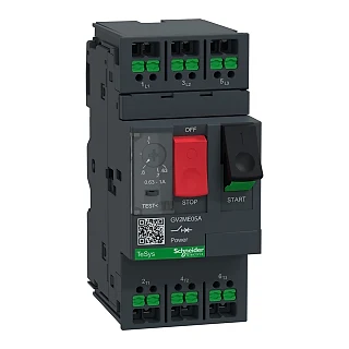 Schneider Electric GV2ME05A Motor koruma şalteri, TeSys Deca, 3P, AC‑3/AC‑3e, 0.63–1 A, termik-manyetik, snap-in terminalli