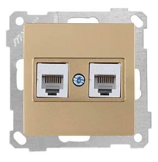 Mutlusan 2100 126 0180 Telefon Prizi 2*RJ11 Antik Altın