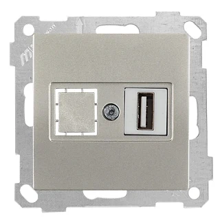 Mutlusan 2100 455 0183 Mek+Tuş Data Prizi 1*USB Titanyum