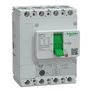 Schneider Electric G20B4A50 Kompakt şalter, GoPact MCCB 200, 4 kutuplu, 25 kA (415 V AC), 50 A, TMD koruma ünitesi, ayarlı